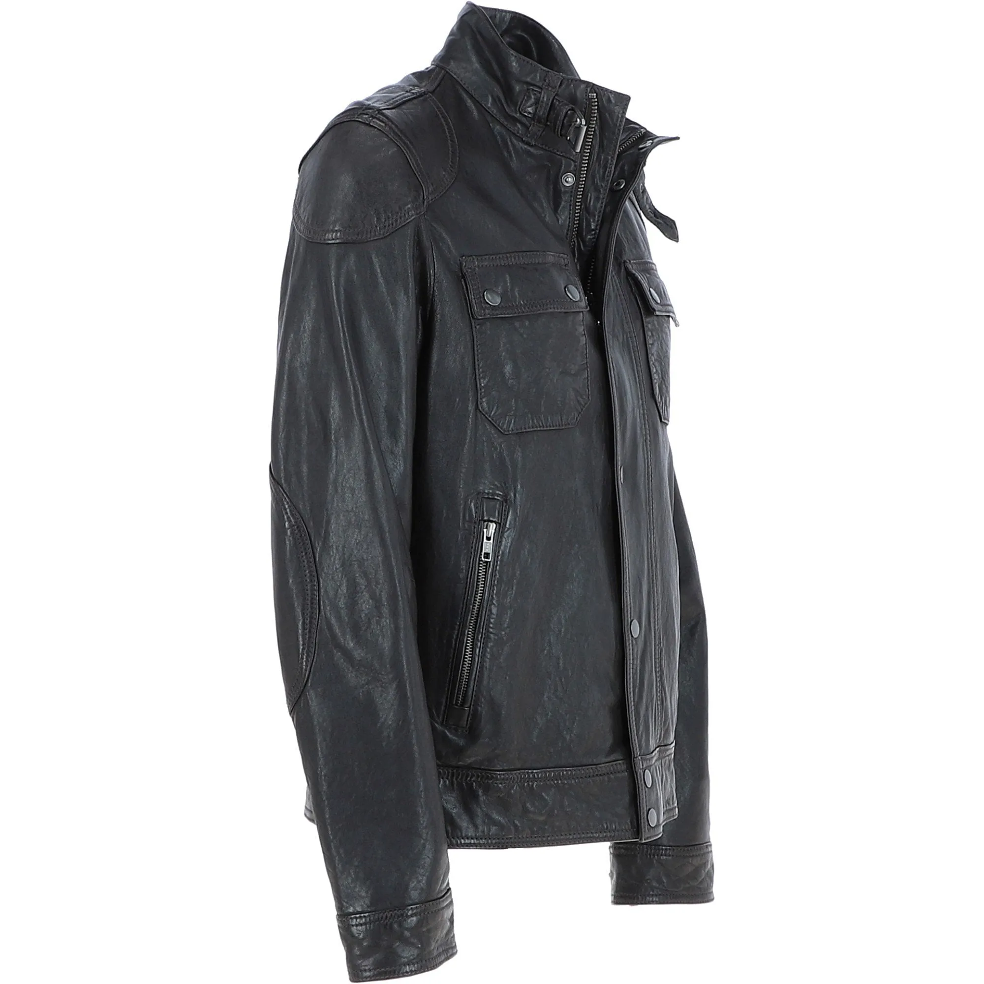 Ashwood Mens Leather Biker Jacket Dark Brown: AMJ-4