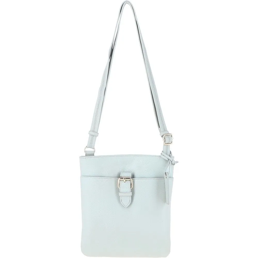 Ashwood Zip Top Leather Cross Body Bag Ice Grey: SB Buckle