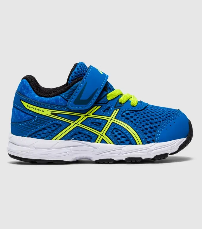 asics contend 6 (ts) kids directoire blue lime zest
