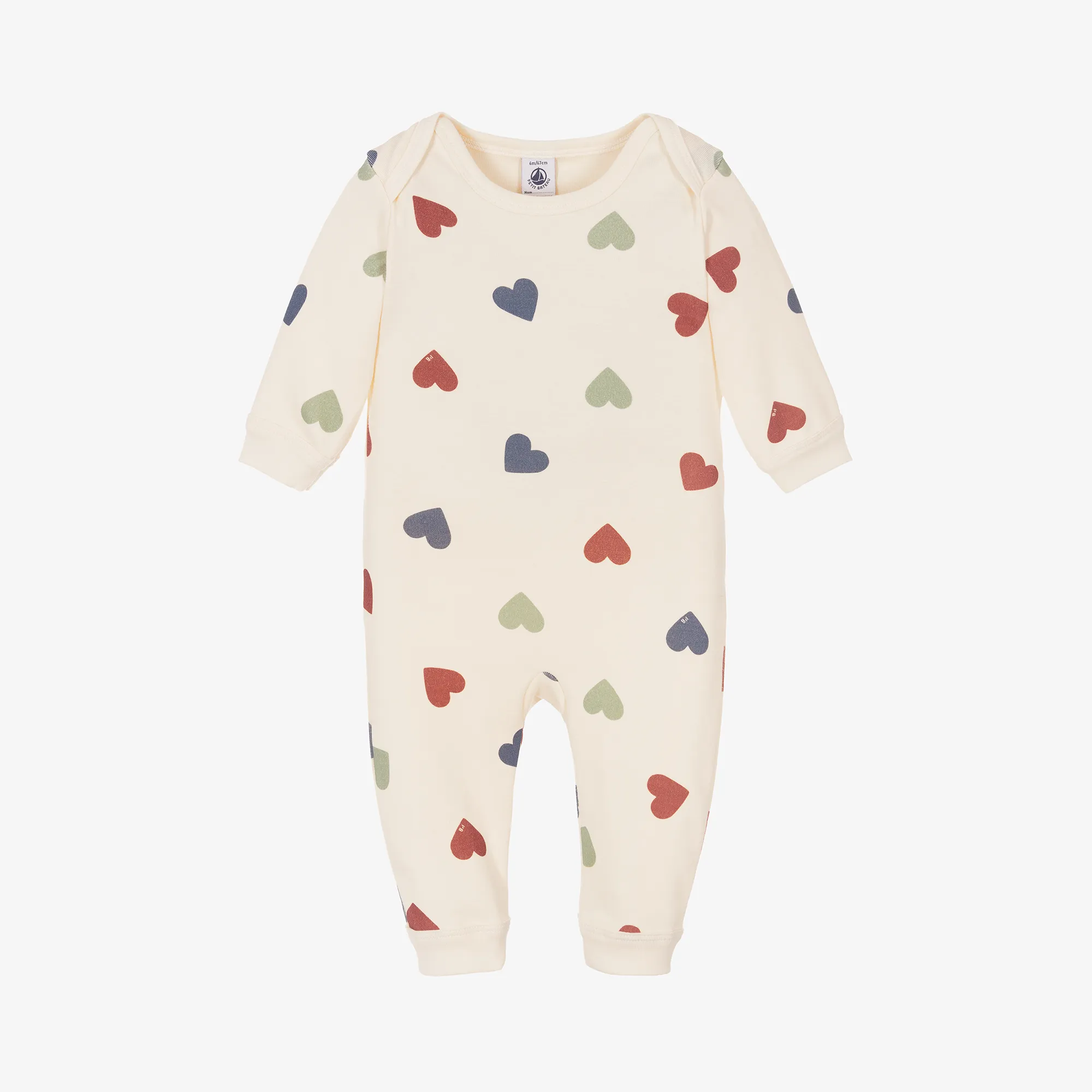 Baby Girls Ivory Cotton Heart Print Romper