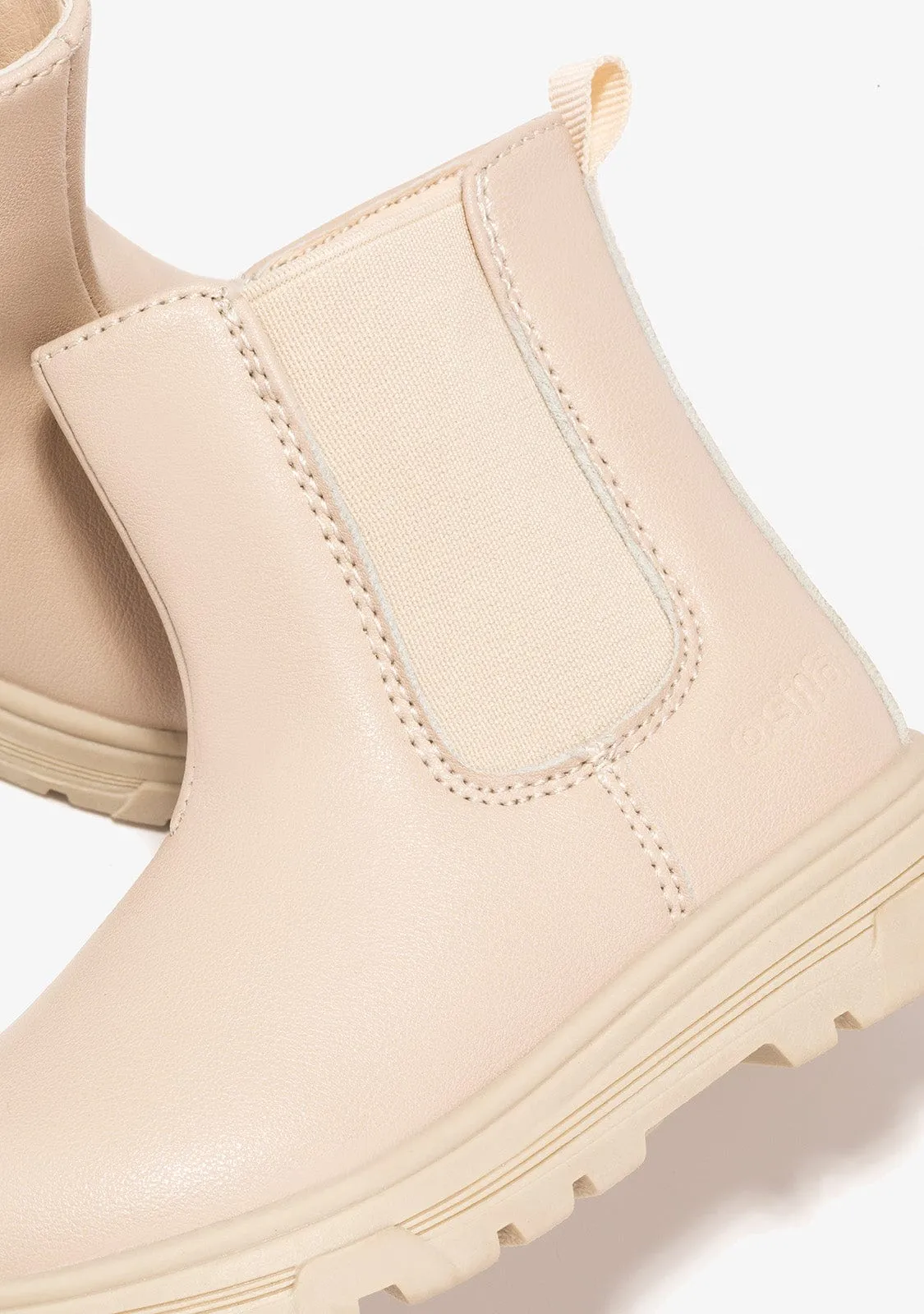 Baby's Beige Elastics Ankle Boots