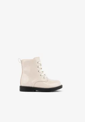 Baby's Beige Patent Ankle Boots