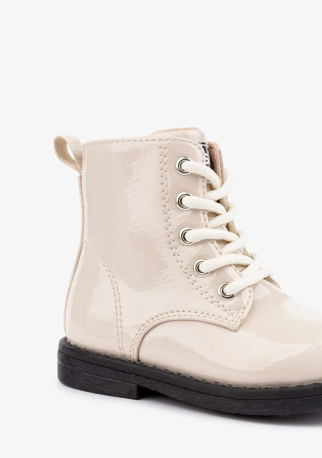 Baby's Beige Patent Ankle Boots