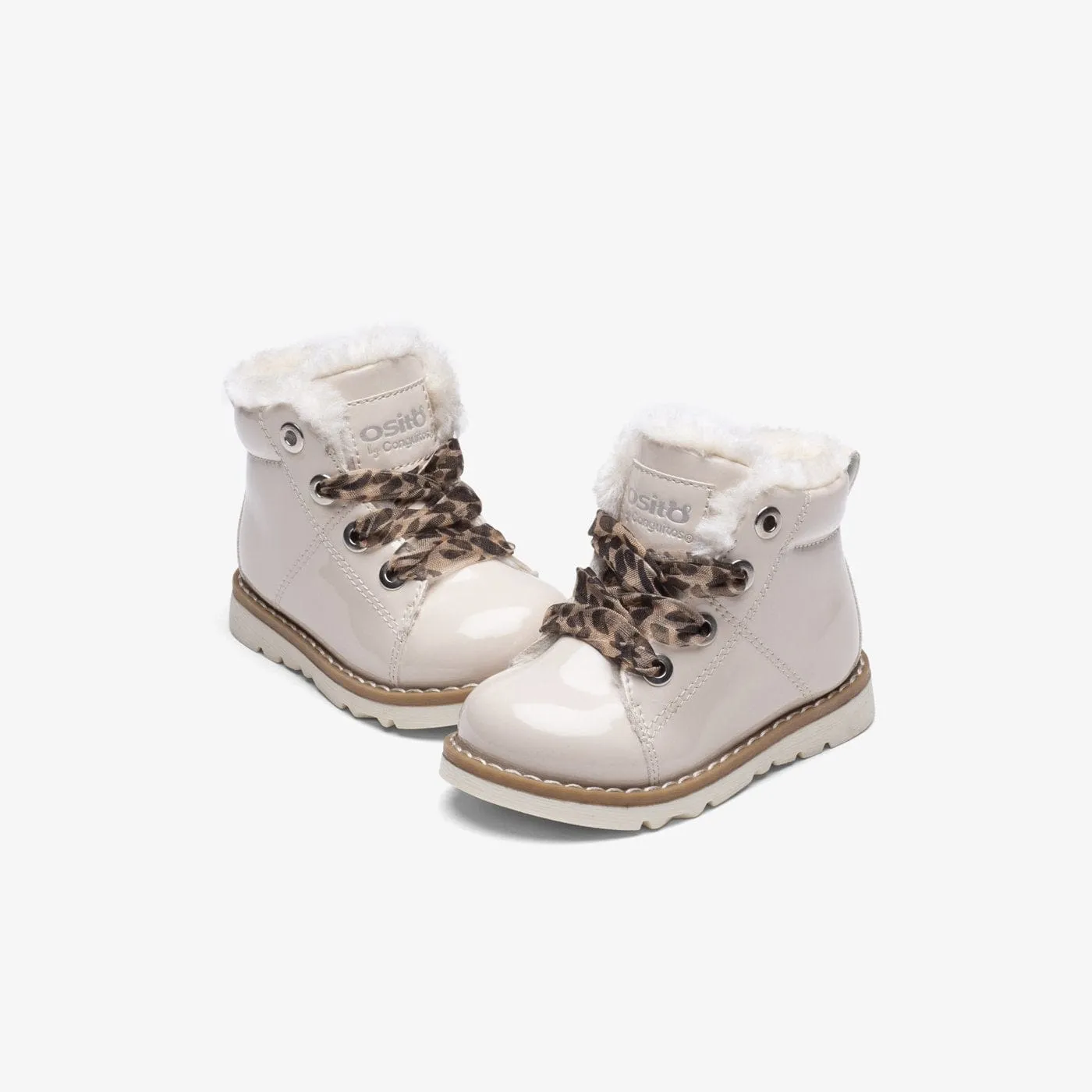 Baby's Beige Patent Leather Boots