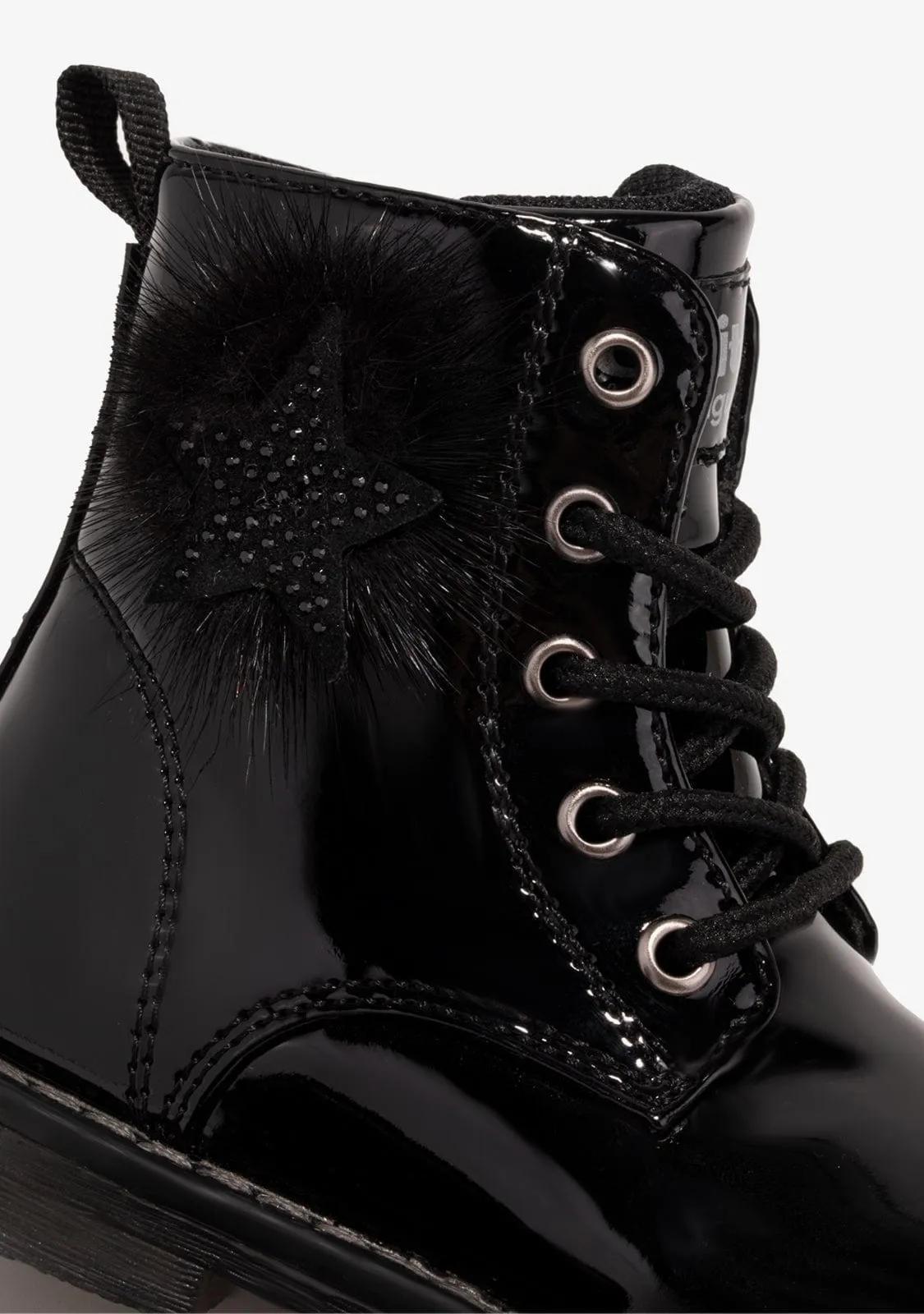 Baby's Black Pompon Cord Ankle Boots