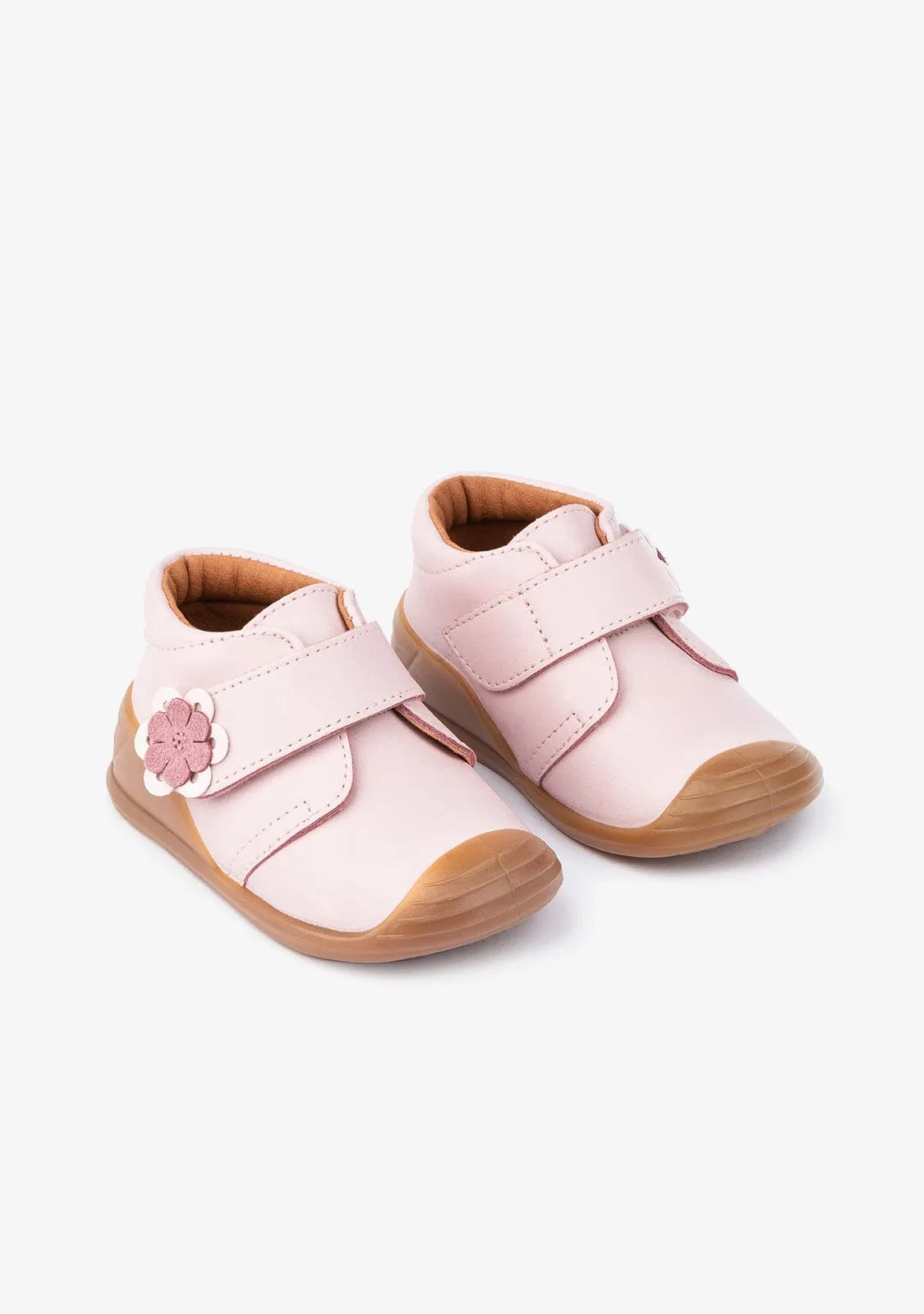 Baby's Pink First Steps Ankle Boots Flower