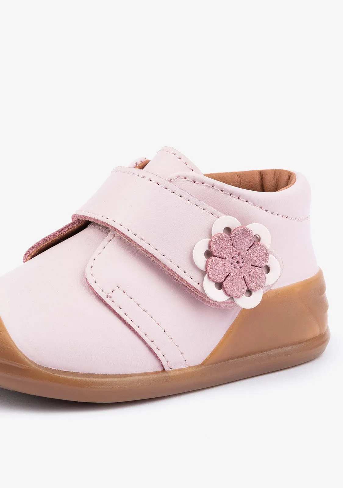 Baby's Pink First Steps Ankle Boots Flower