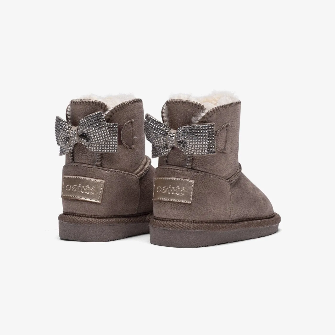 Baby's Taupe Bow Australian Boots