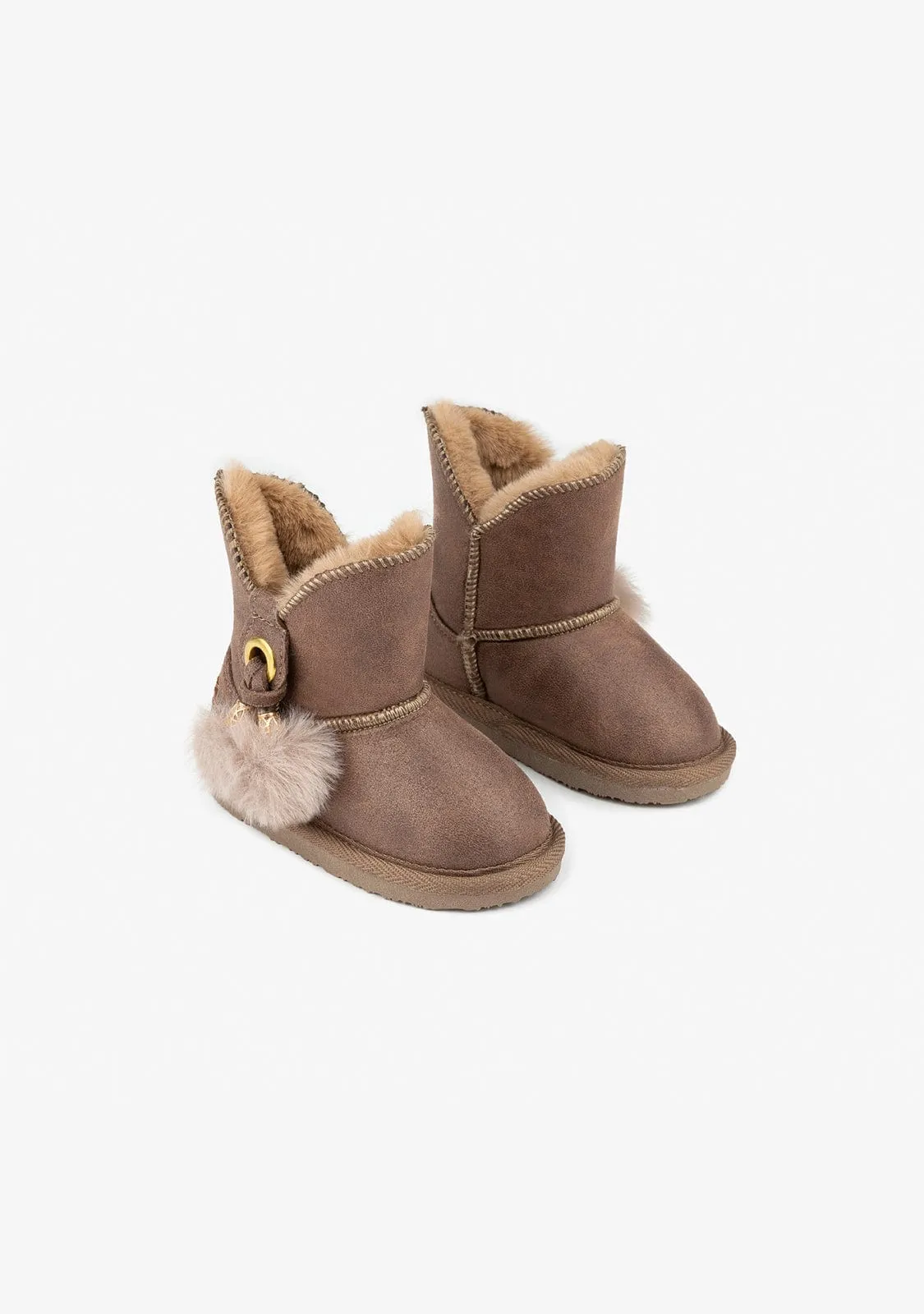 Baby's Taupe Pompon Australian Boots