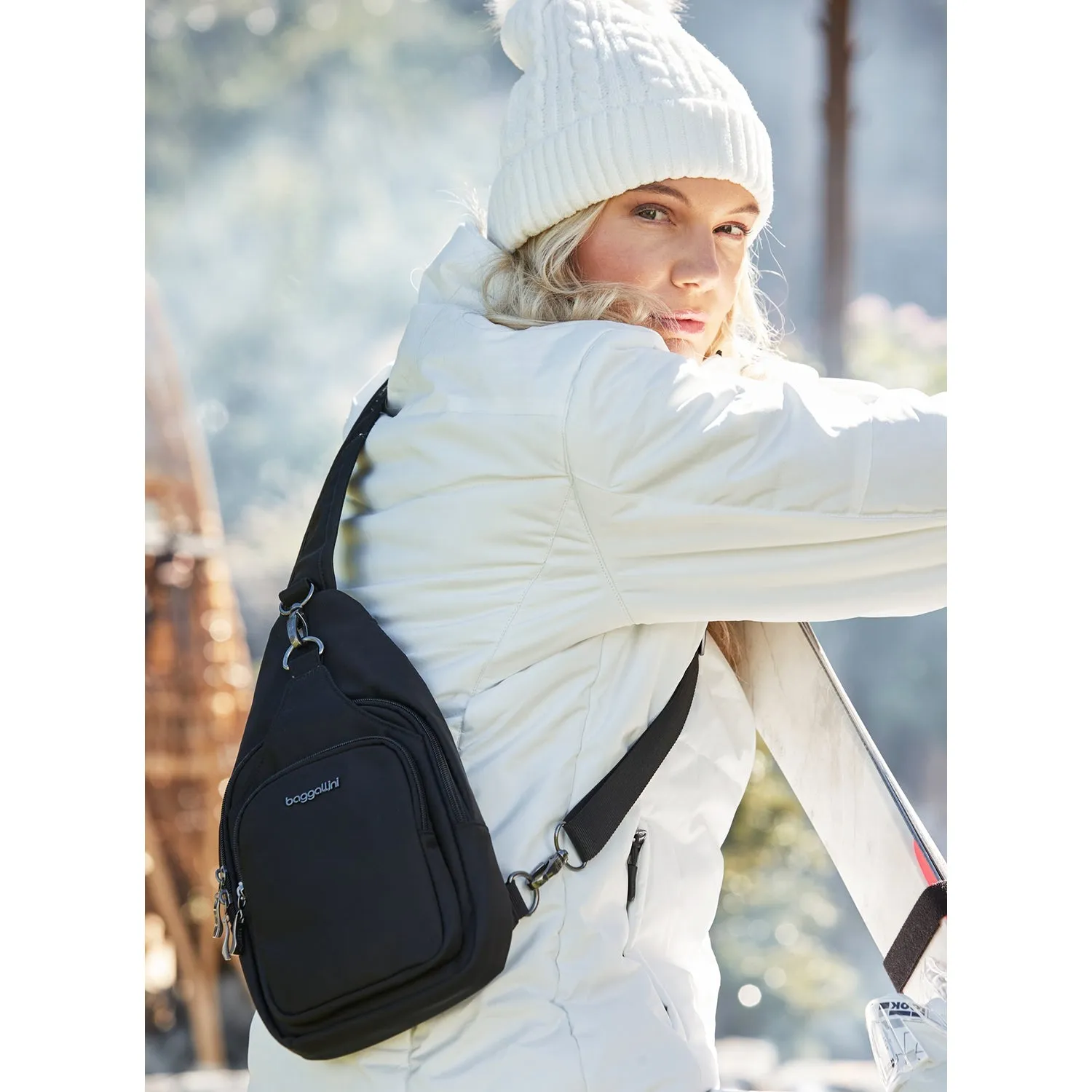 Baggallini Central Park Backpack Smoke Python Nylon