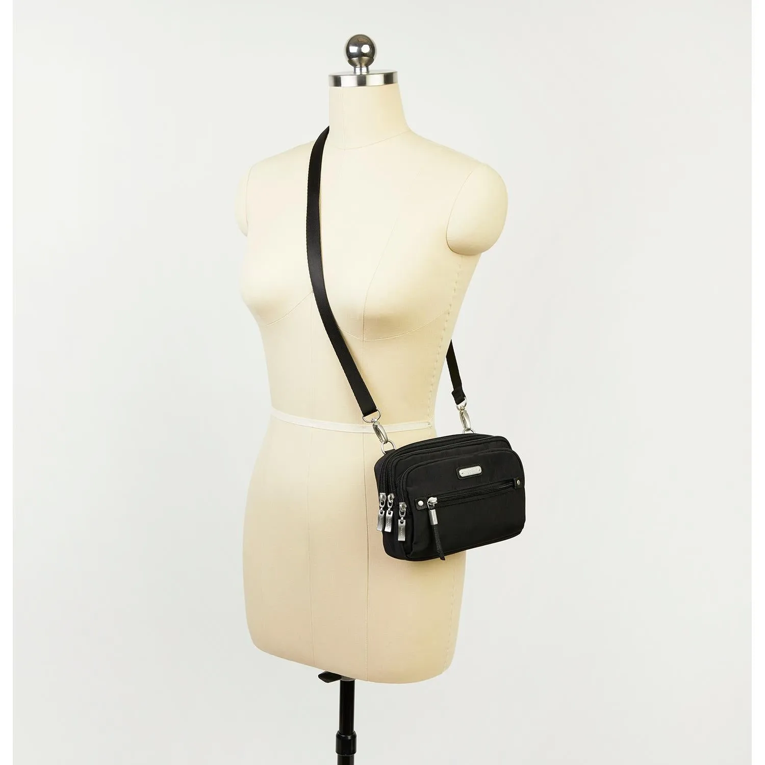 Baggallini Time Zone RFID Crossbody Bag Black Nylon