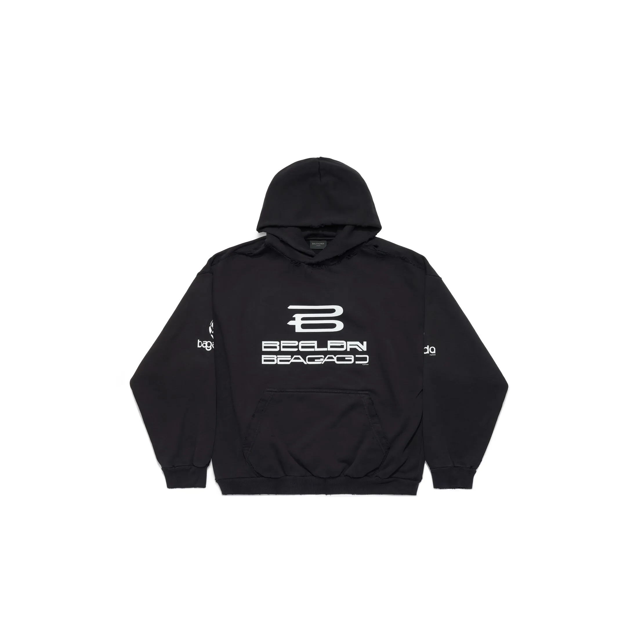 BALENCIAGA HOODIE MEDIUM FIT IN BLACK/WHITE