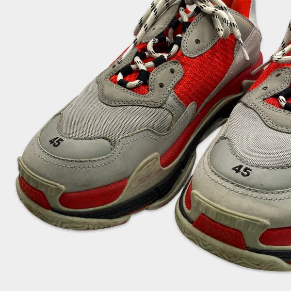 Balenciaga men's Triple S red and grey sneakers
