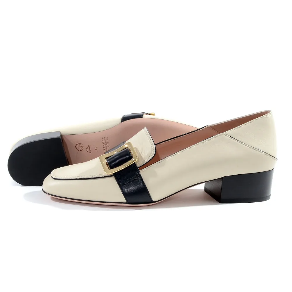 Bally Womens Slip on Heeled Loafers in White/Black
