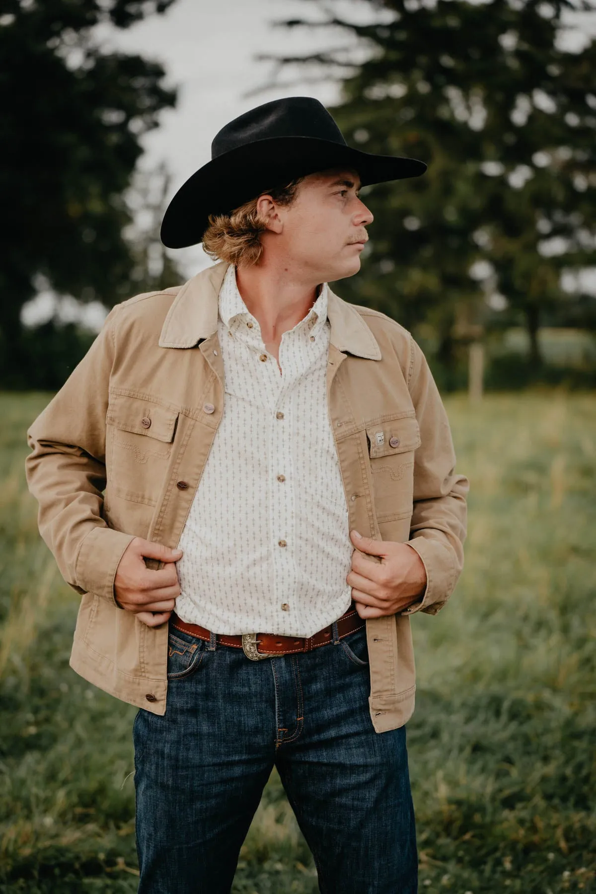'Bangs' Men's Khaki Trucker Jacket by Kimes Ranch (L-XXL)