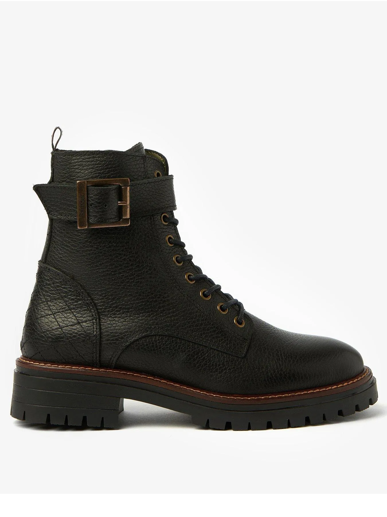 Barbour Heidi Lace Up Leather Buckle Ankle Boot - Black