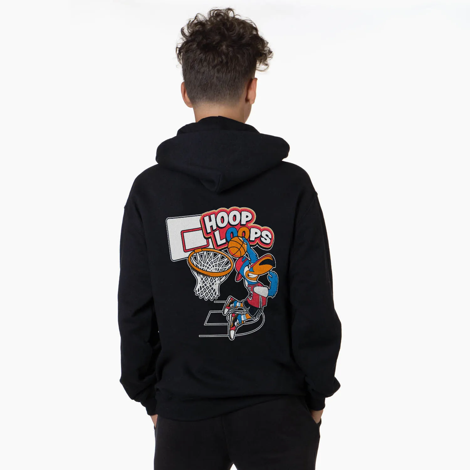Basketball Hooded Sweatshirt - Hoop Loops (Back Design) 
