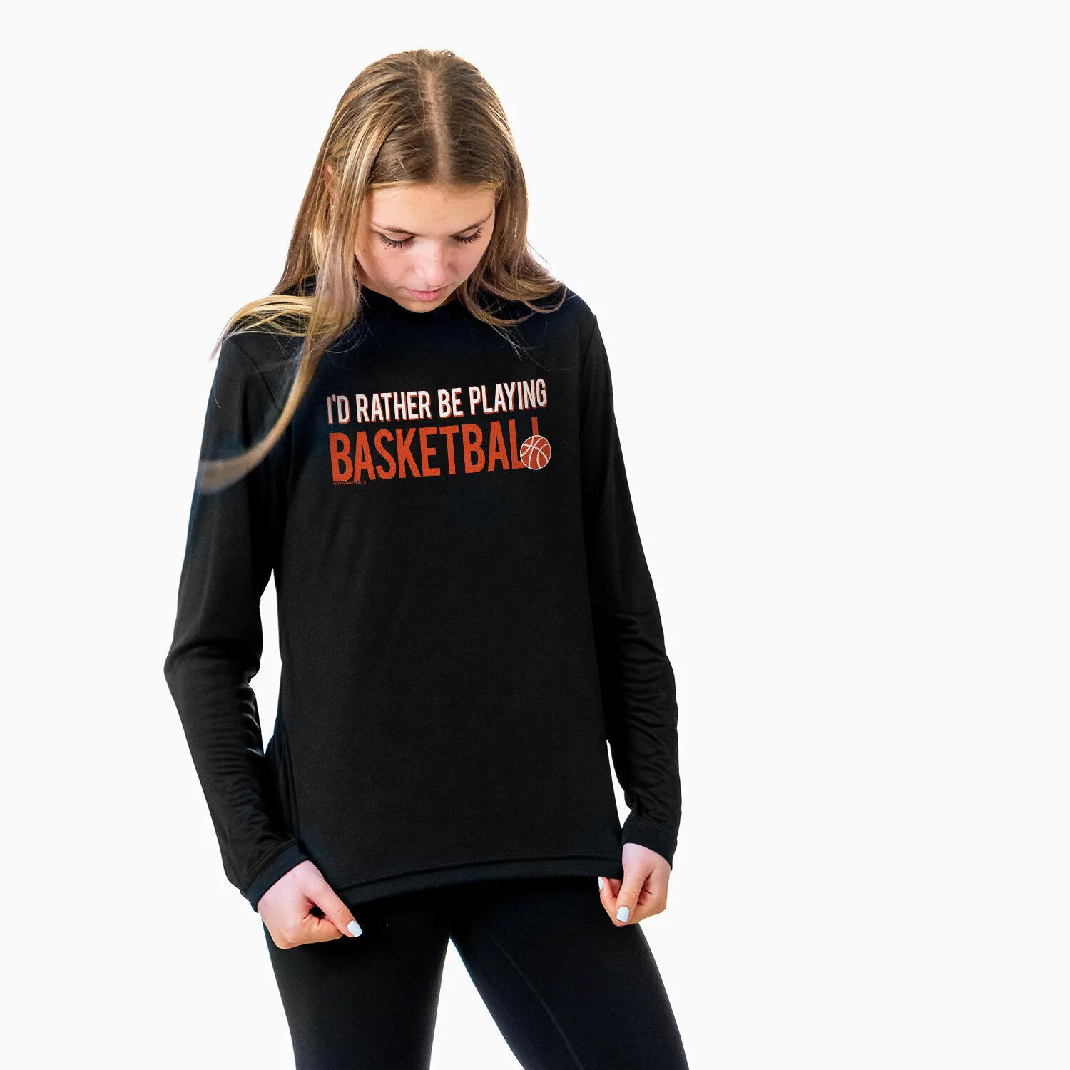 Basketball Long Sleeve Tech Tee - I'd Rather Be Playing Basketball 
