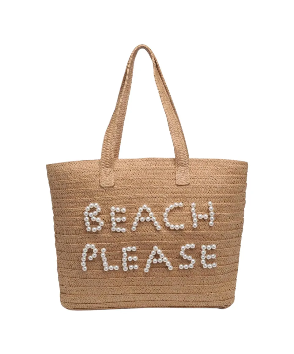 BEACH PLEASE Straw Tote