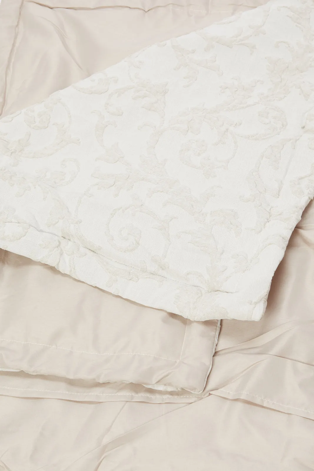 Beige 7-Piece Floral Jacquard Comforter Set (King Size)
