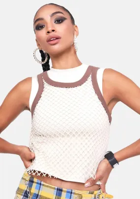 Beige Double Layer T-Shirt & String Vest-