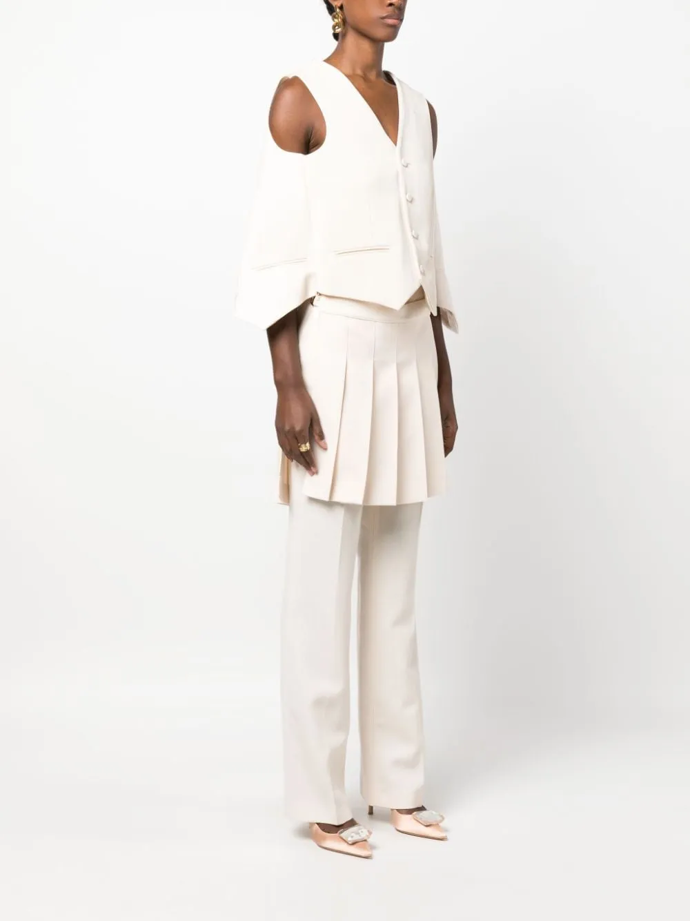 Beige Sleeveless Jacket