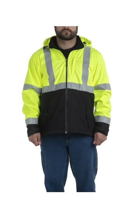 Berne HVJ206T Men's Tall Hi-Vis Class 3 Hooded Softshell Jacket