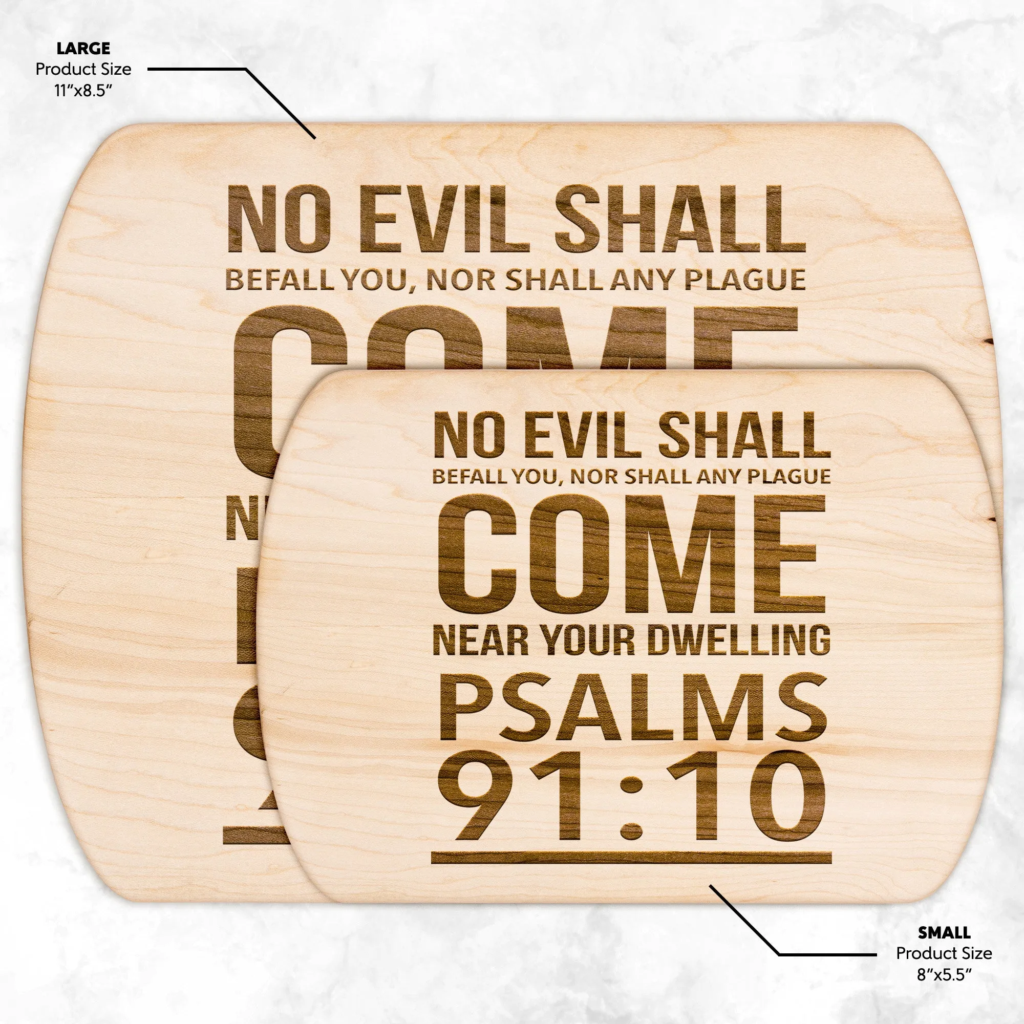 Bible Verse Hardwood Oval Cutting Board - No Evil Shall Befall You ~Psalm 91:10~ Design 2