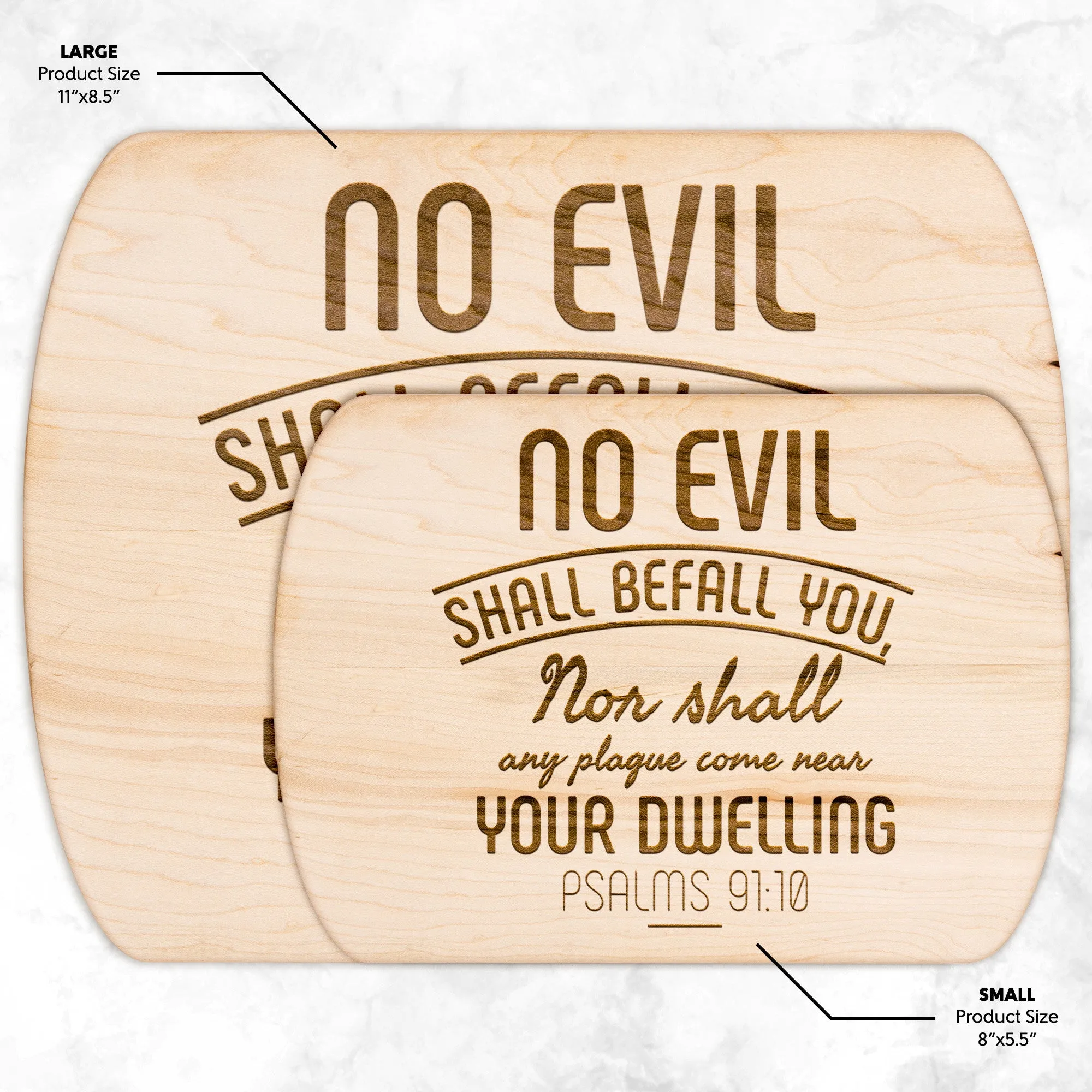 Bible Verse Hardwood Oval Cutting Board - No Evil Shall Befall You ~Psalm 91:10~ Design 5