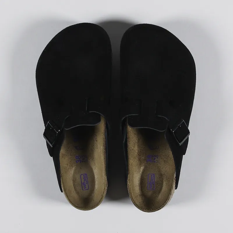 Birkenstock Boston Soft Footbed Regular Fit Sandals Suede Black