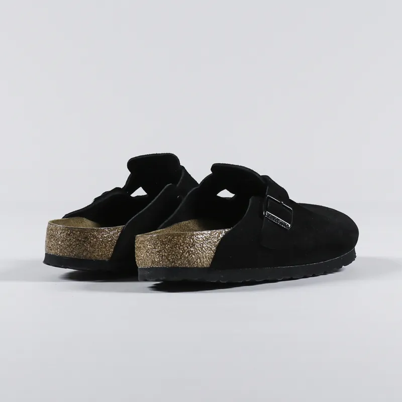 Birkenstock Boston Soft Footbed Regular Fit Sandals Suede Black
