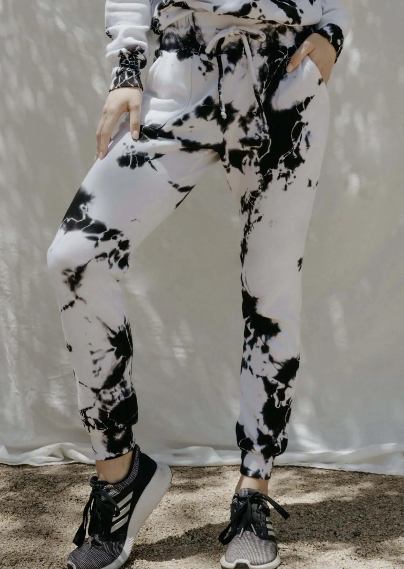 Black & White Premium Tie Dye Pocket Joggers Made in USA - CLEARANCE FINAL SALE