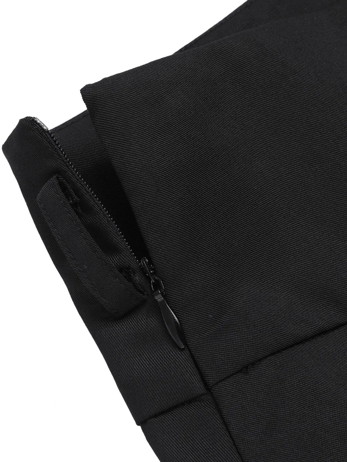 Black 1950s Solid Umbrella Skirt with Belt
