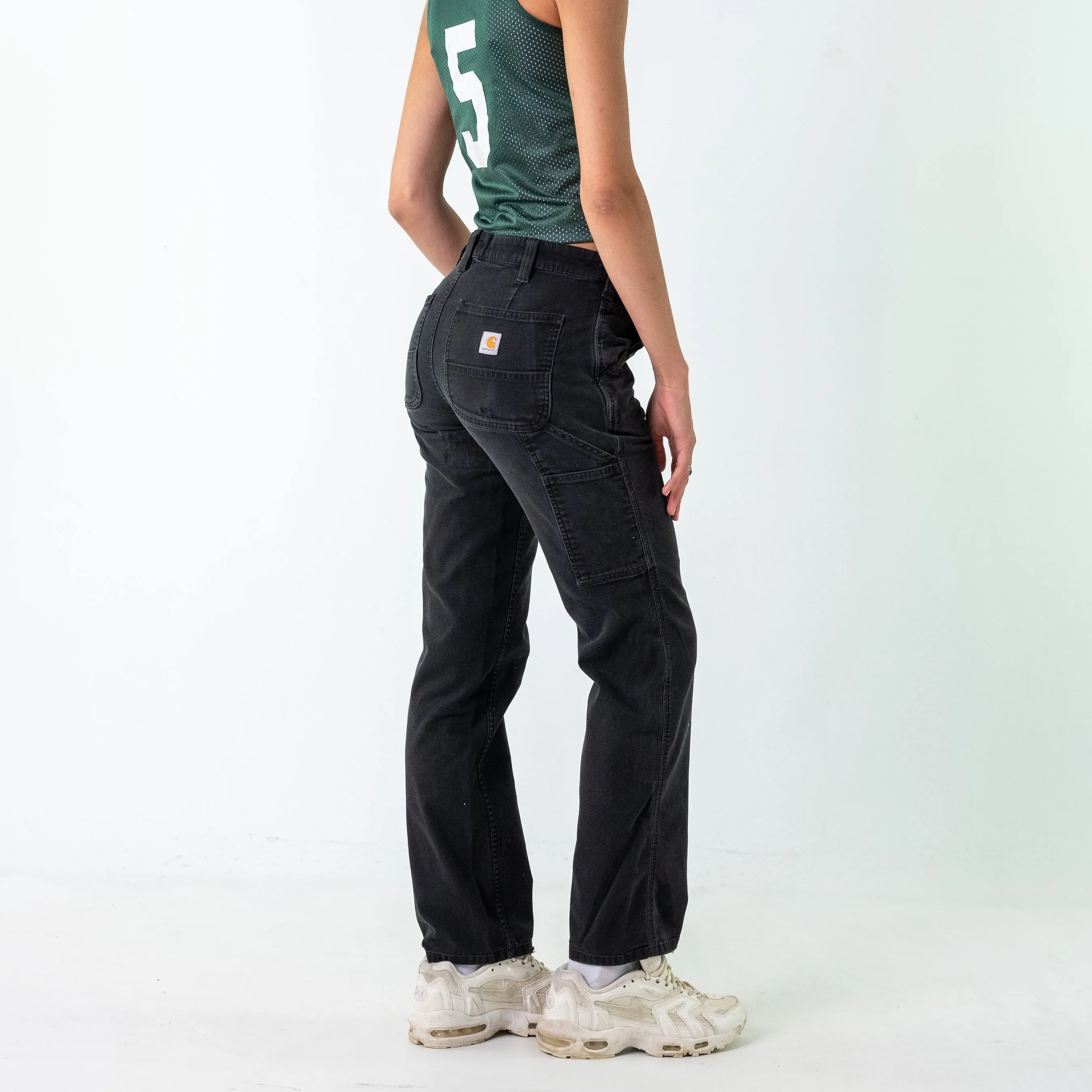 Black 90s Carhartt Canvas Carpenter Jeans Baggy Pants (32x32)
