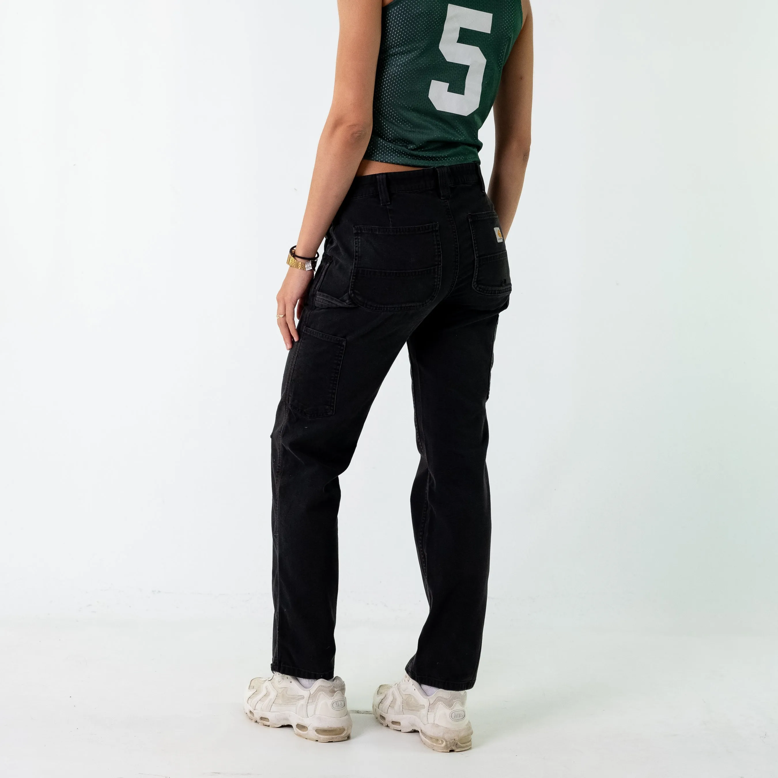 Black 90s Carhartt Canvas Carpenter Jeans Baggy Pants (32x32)