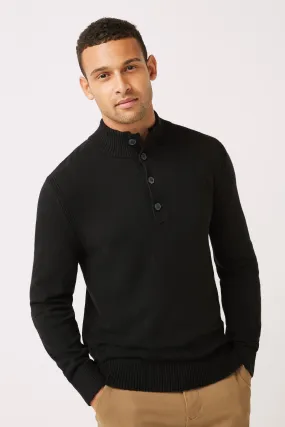 Black Button-Neck Jumper