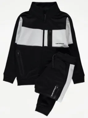 Black Colour Block Unstoppable Zip Up Tracksuit | Kids | George at ASDA