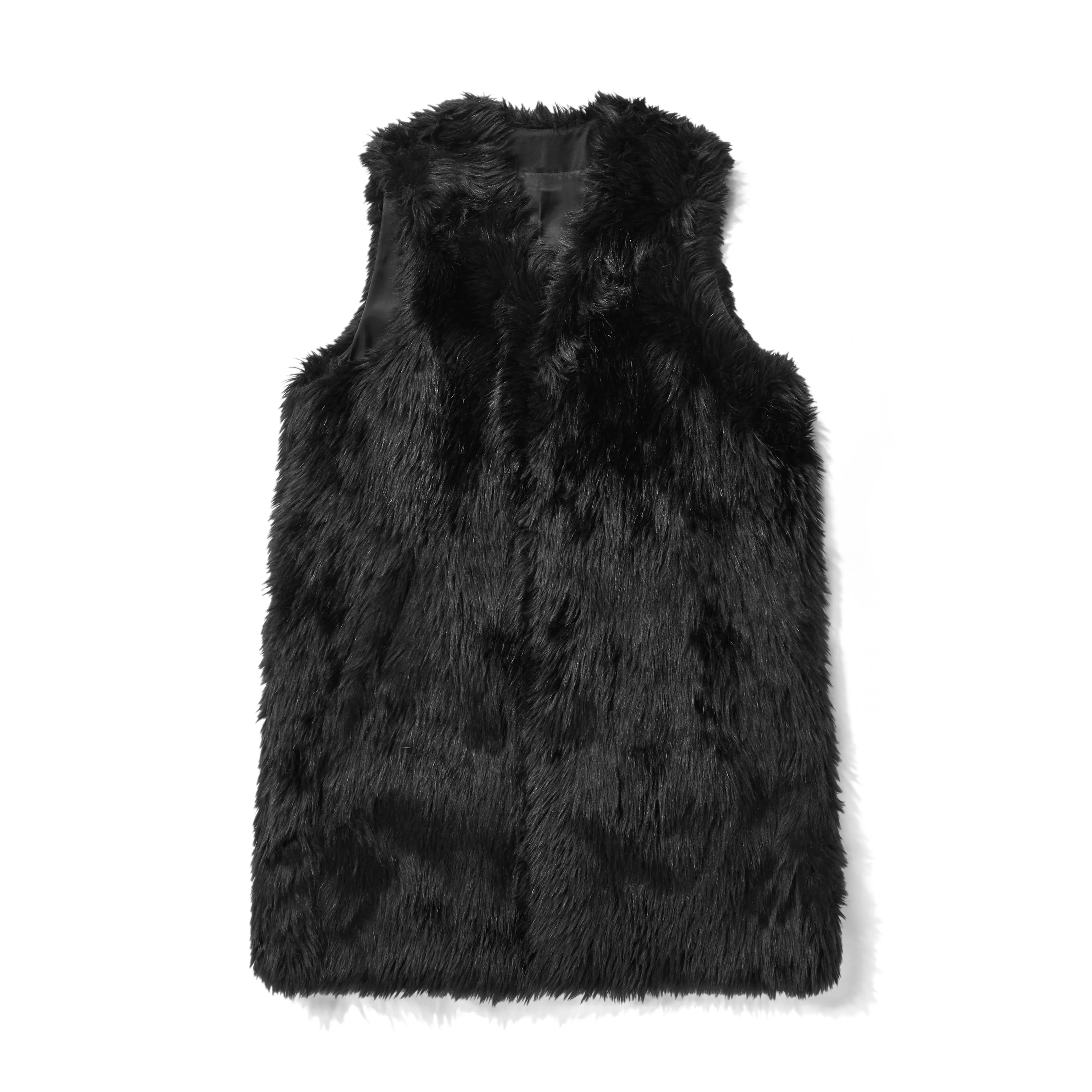 BLACK Comme des Garçons  Faux Fur Long Sleeveless Vest Black 