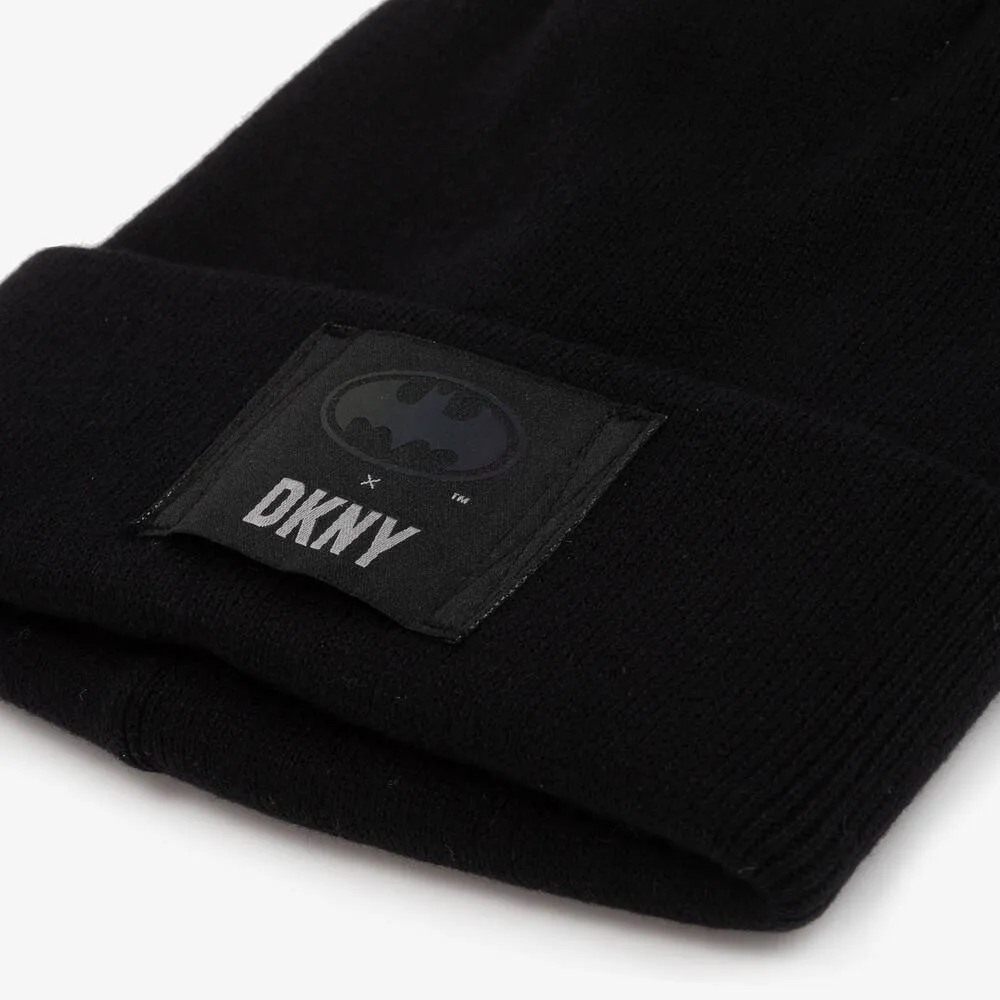 Black Cotton Knit Batman Beanie Hat