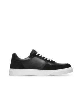 Black leather and suede sneakers