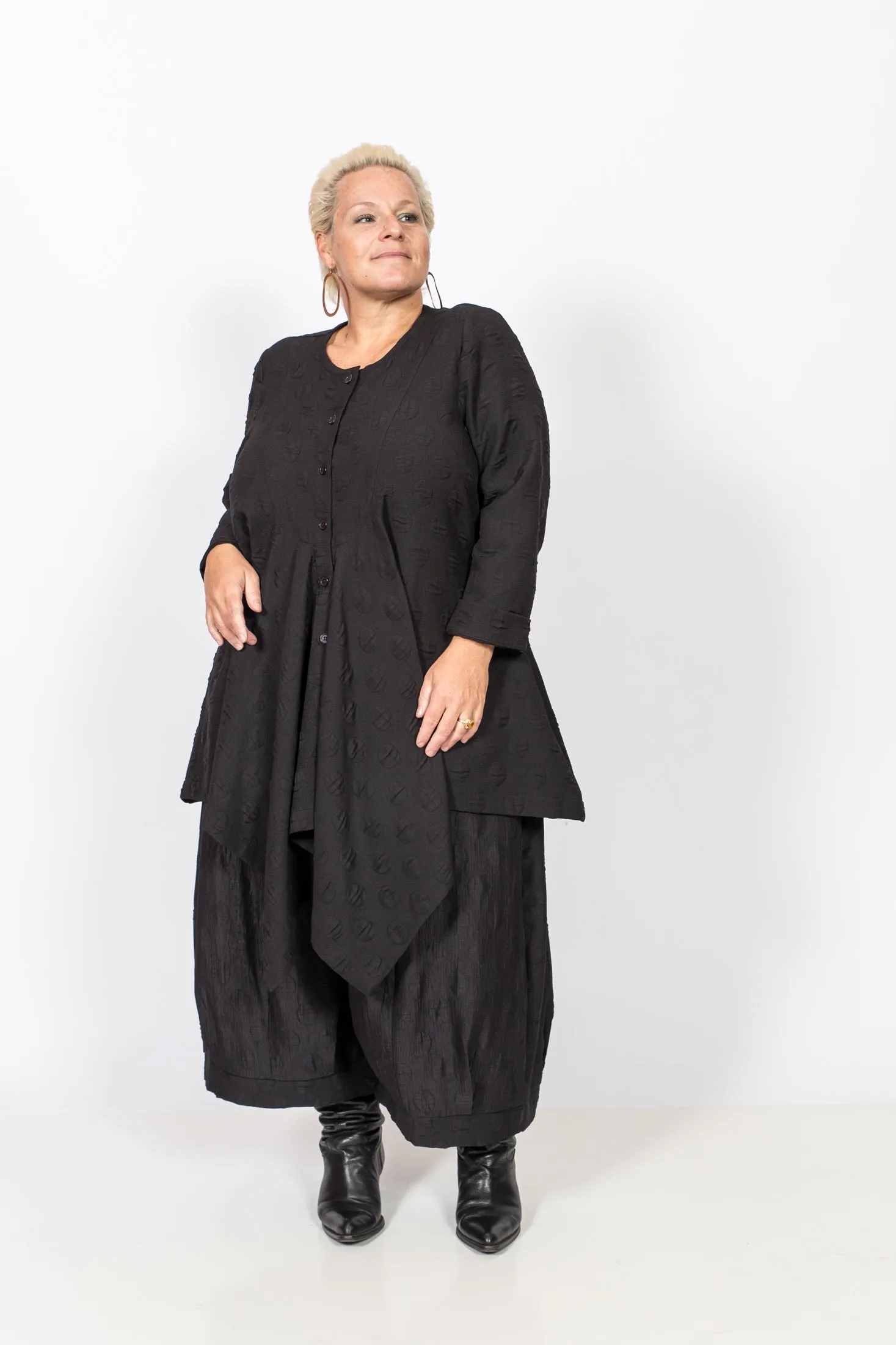 Black Polka Dot  Asymmetric Top/Tunic