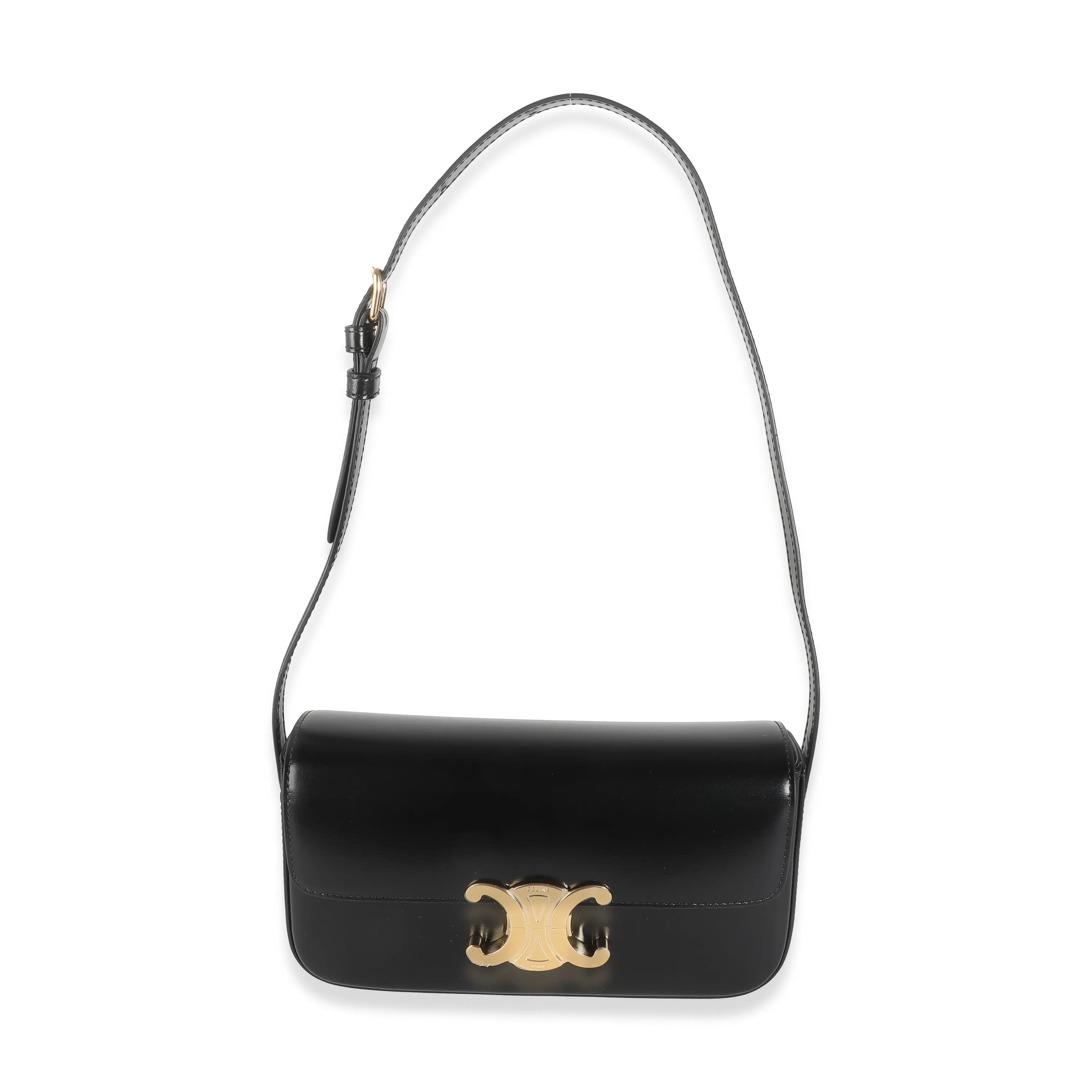 Black Shiny Calfskin Triomphe Shoulder Bag