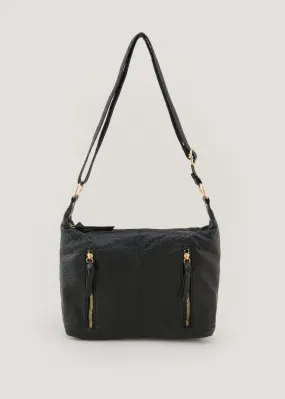 Black Washed Slouch Cross Body Bag