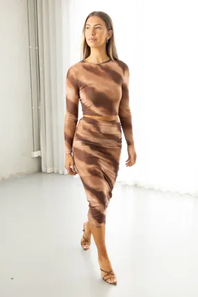 Blake Skirt - High Waist Fitted Mesh Skirt - Print