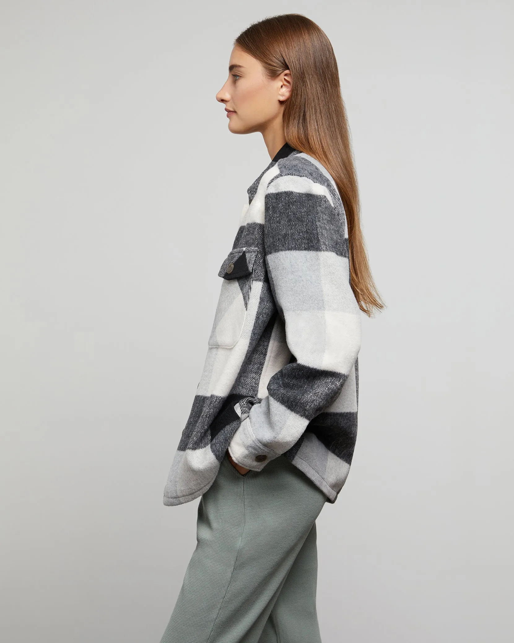 Blanket Shacket | Black/Off White Buffalo Plaid