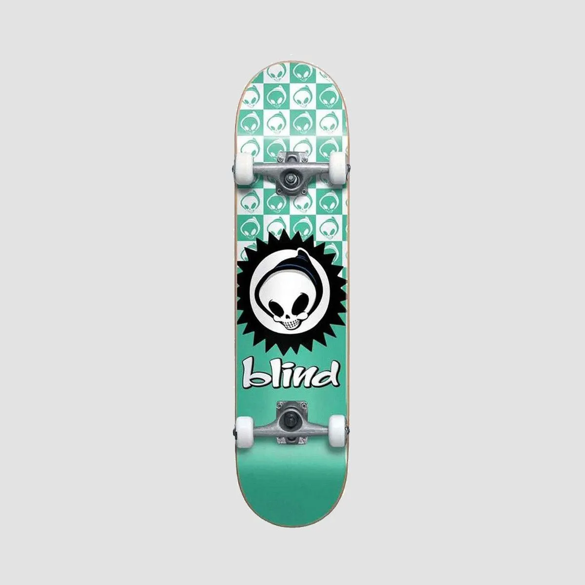 Blind Checkered Reaper FP Mid Skateboard Teal - 7.375