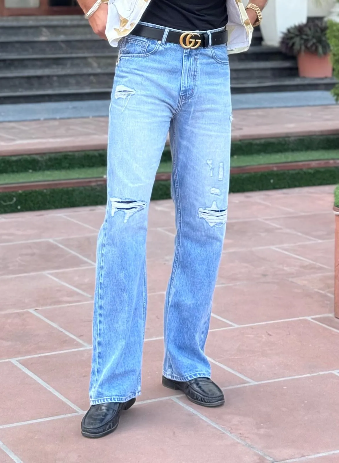 Blue light rugged jeans