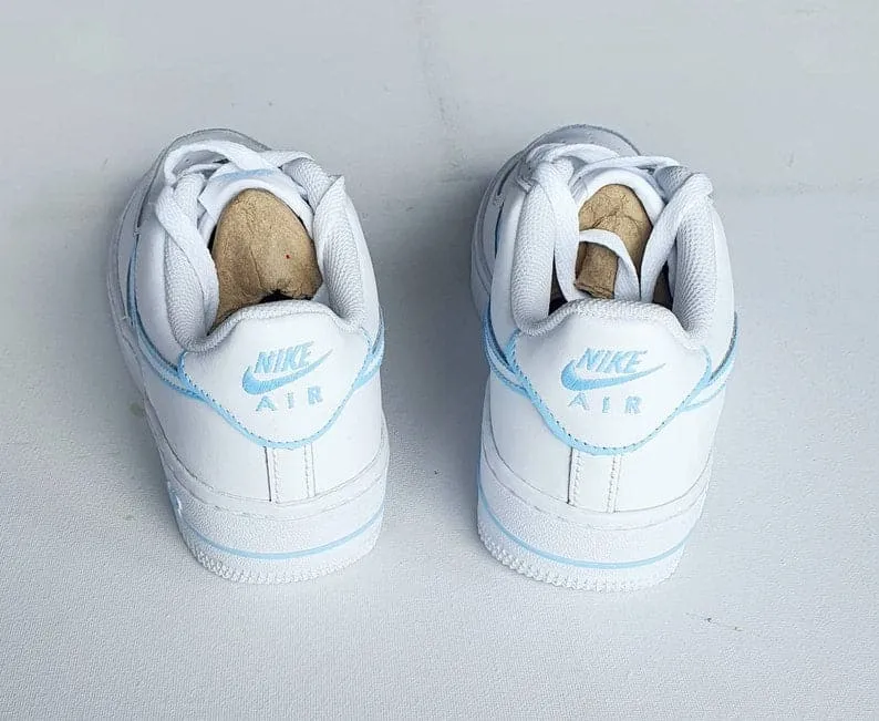 Blue Outlines Design_ Hand-painted Custom Nike Air Force 1