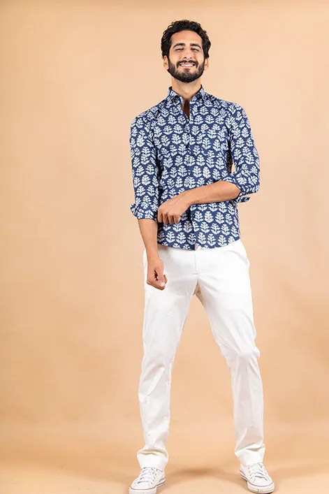 Blue Printed Jaipuri Shirt