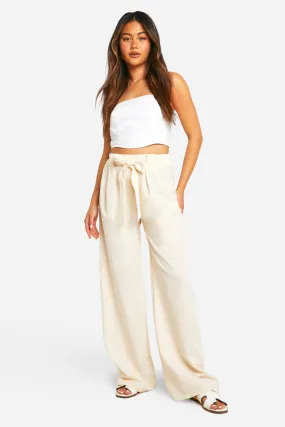 Bow Detail Belted Straight Leg Pants